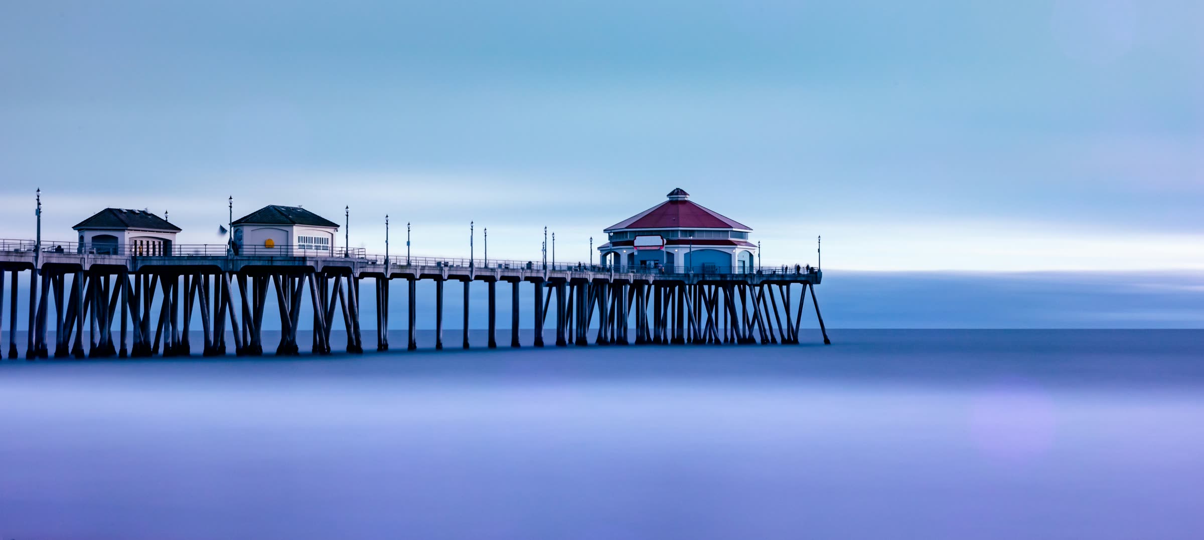 Huntington Beach Pier extending over the Pacific Ocean